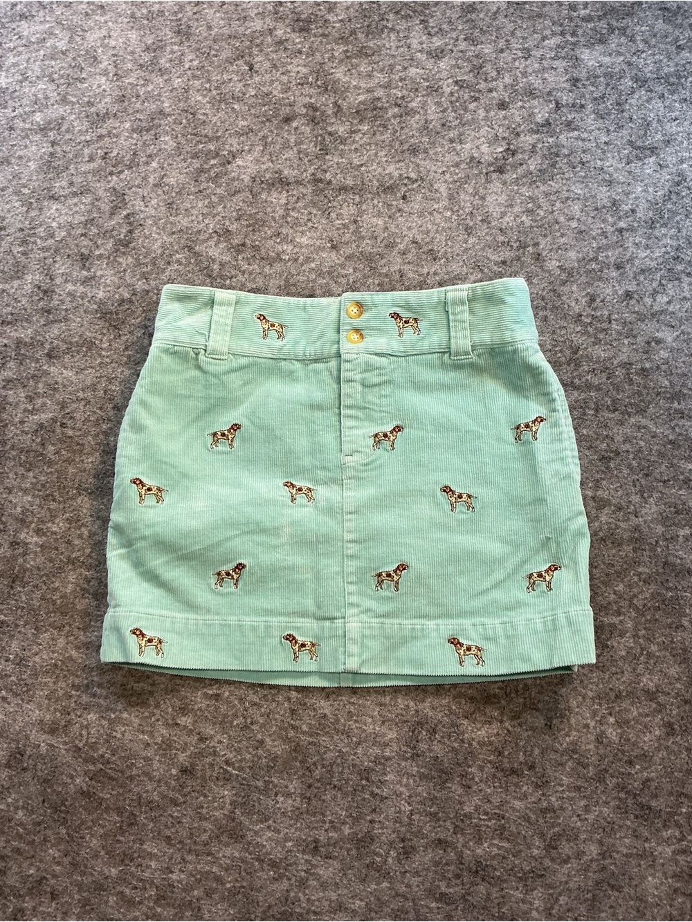 Ralph Lauren Kids Mint Green Corduroy Mini Skirt with Dog Embroidery Size 12